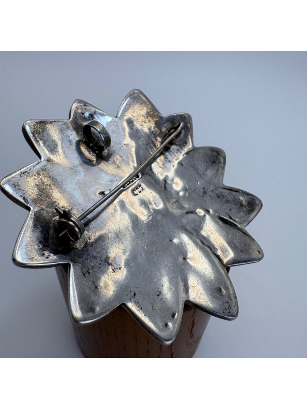 Abalone Flower Design Brooch Solid Sterling Silver 925 Size 2.25" Length - Picture 7 of 12